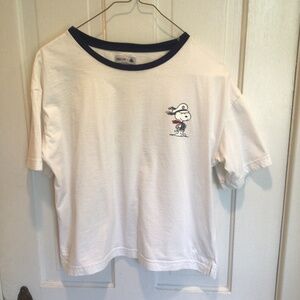 Petit Bateau - Snoopy White crop top T-Shirt - Size M